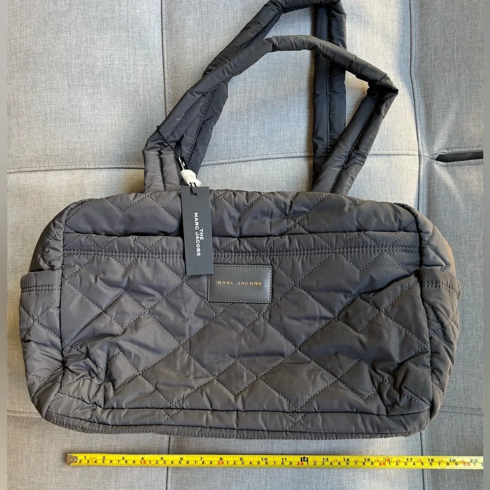 Marc Jacobs Unisex Medium Grey Quilted Weekender Tote Bag